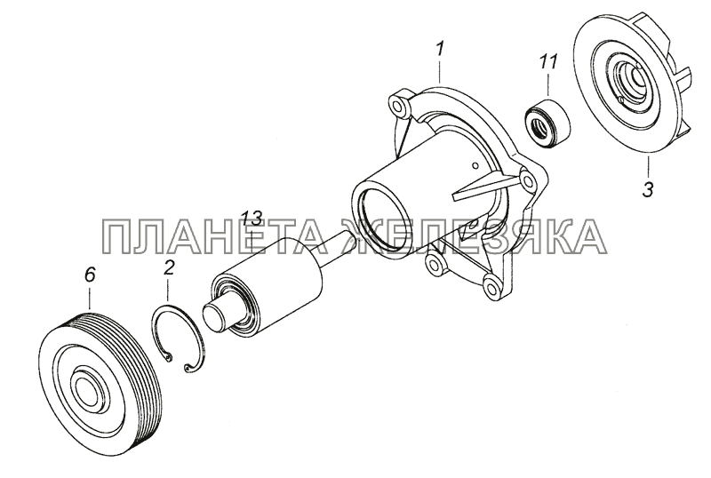 740.50-1307010 Водяной насос КамАЗ-6522 (Euro-2, 3)